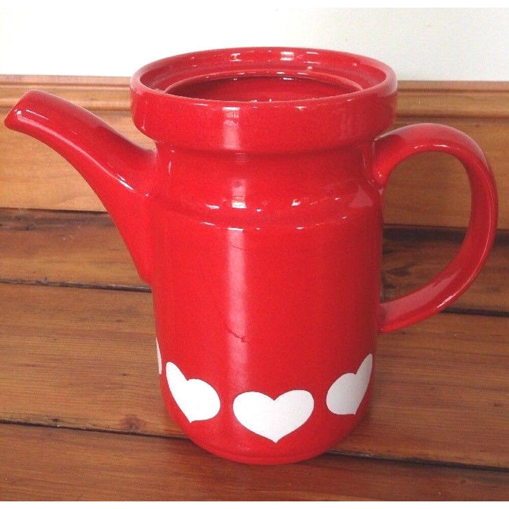 Waechtersbach German Red White Hearts Valentines Ceramic Teapot Tea Pot Pitcher